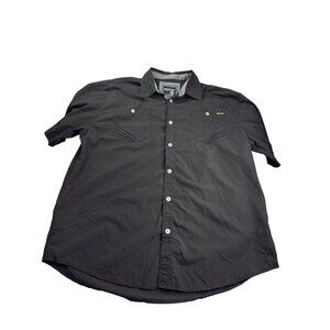 Akademiks Mens Black Short Sleeve Button Front Shirt 4X Large